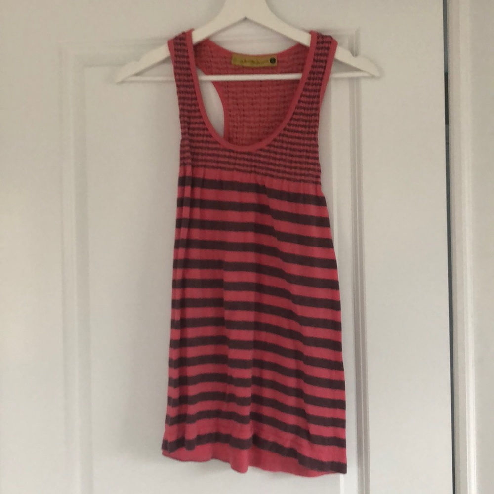 Soft striped racer back tank pink & gray size S